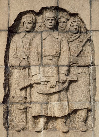 Památník odporu ruského lidu během 900denního německého obléhání města Leningrad, hřbitov Pskarevski, reliéf, Petrohrad, Rusko, 20. století od Benjamin Baud