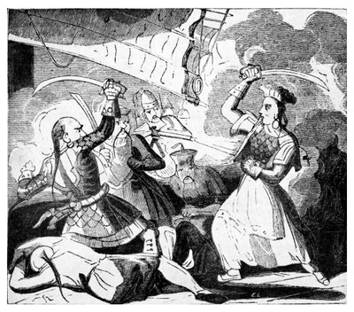Paní Ching třímající meč, kolem roku 1810 (rytina) od Unbekannter Künstler