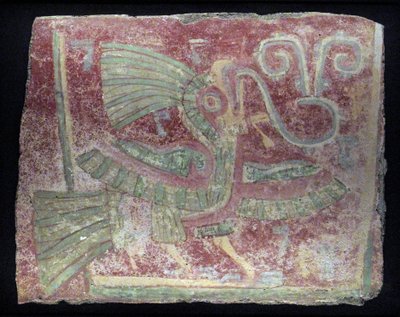 Nástěnný fragment quetzalu se zpívající virgulou, raně klasické období, 200–600 n. l. od Unbekannt