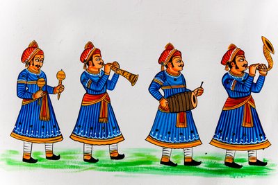 Nástěnná malba ve starém městě, Udaipur, Udaipur, Rádžasthán, Indie, Asie (foto) od Unbekannter Künstler
