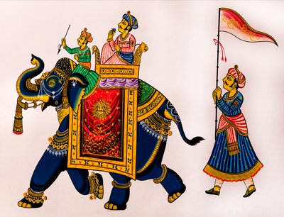 Nástěnná malba ve Starém Městě, Udaipur, Udaipur, Rajasthan, Indie, Asie (fotografie) od Unbekannter Künstler