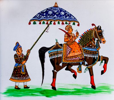 Nástěnná malba ve starém městě, Udaipur, Udaipur, Rádžasthán, Indie, Asie (foto) od Unbekannter Künstler