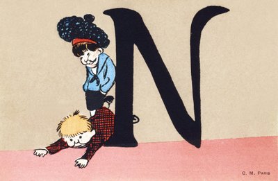 N pro Taunt - dětská abeceda. Redaktor C.M., Paris. Ručně malované pohlednice, vyfr. 1904. Rozměry: 14 x 9 cm od Unbekannt