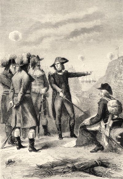 Napoleon při obléhání Toulonu ve Francii v roce 1793 (rytina) od Unbekannter Künstler