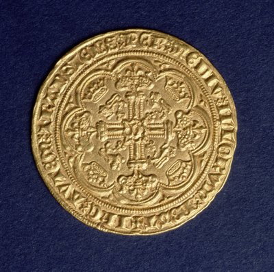 Noble of Edward III (1312-77), rub s křížovým vzorem, mincovna Calais, zavedena 1344 (zlato) (pro avers viz: 110161) od Unbekannt