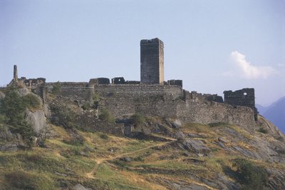 Staré ruiny budovy, Castello St. Germain, Montjovet, Valle D