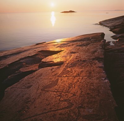 Onego-Petroglyphen, die Schwäne darstellen von Unbekannt