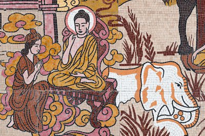 Ong Nui buddhistická pagoda, Nástěnná freska, Život Buddhy, Quy Nhon, Vietnam, 2019 (foto) od Unbekannt