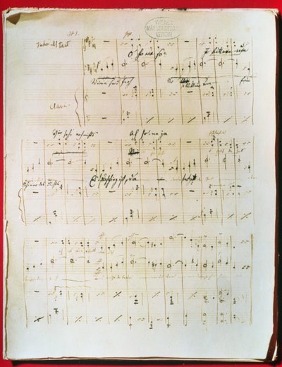 Původní partitura vídeňského valčíku „Modrý Dunaj“ od Johanna Strausse mladšího (1825-99) (rukopis) od Unbekannter Künstler