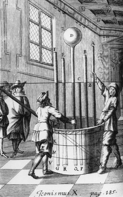 FYZIKA, EXPERIMENTY, PŘED 1800 Torricelliho experiment s barometrem od Unbekannt