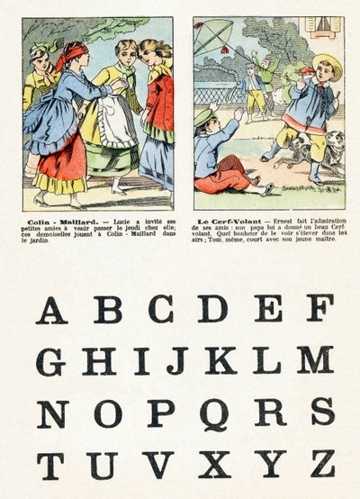 Strana 1 - Dětské hry: Colin Maillard, drak - Abeceda - Zábava pro děti - Epinal snímky, populární seriál, kolem roku 1890 od Unbekannt
