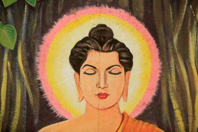 Obraz zobrazující životní příběh Buddhy Šákjamuniho. Wat Naxai. Vientiane. Laos./Naxai. Vientiane. Laos, 20151106, Vientiane, Laos od Unbekannt