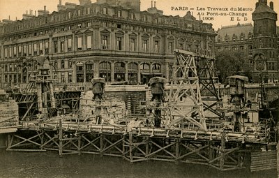 Výstavba pařížského metra v Pont-au-Change od Unbekannter Künstler