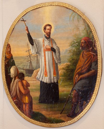 Farní kostel (Saint Dionysius of Lede Farní kostel). Interiér. Malba jako oválný medailon. Světec jako misionář. od Unbekannter Künstler