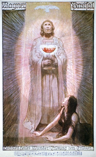 Parsifal s Graalem, umírající Kundry, počátek 20. století (pohlednice) od Unbekannter Künstler