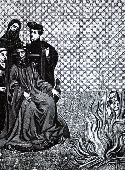 Francouzský Filip II. odsuzující žáky francouzského teologa Amauryho. od Unbekannt