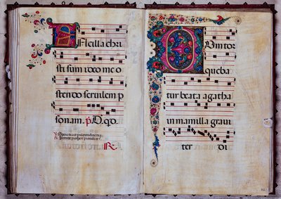 Knihovna Piccolomini: sborová kniha, cod.12.N, násl. 92v-93r s „foliovanou iniciálou“, od Venturino Mercati. od Unbekannter Künstler