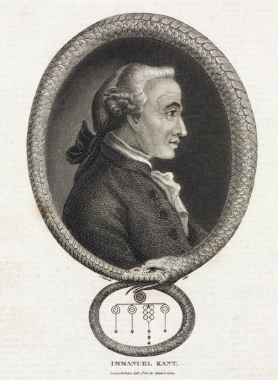 Portrét filozofa Emmanuela Kanta (1724-1804), v kádru ve formě hada, který je ve frontě od Unbekannt