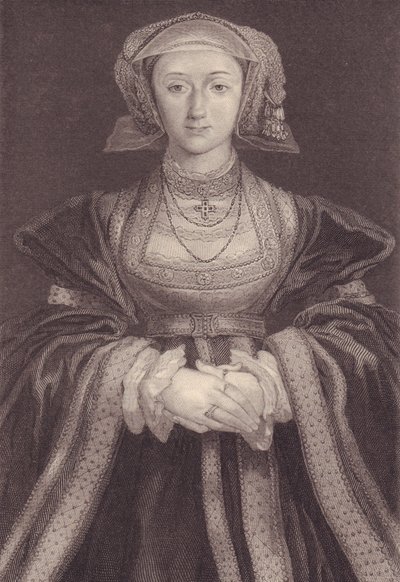 Portrét Anny z Cleves (1515-1557), královny Anglie, rytina od William M. Timlin
