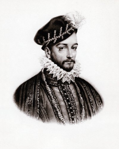 Portrét francouzského krále Karla IX (1560-1574), rytina, sd. od Unbekannter Künstler