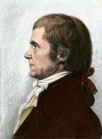 Portrét Johna Marshalla (1755-1835), amerického právníka a státníka, předsedy Nejvyššího soudu Spojených států. Litografie z 19. století podle obrazu Charlese Fevreta de Saint Memin (1770-1852). od Unbekannter Künstler