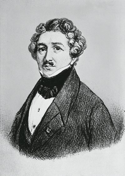 Portrét Louis-Jacques-Mande Daguerre (1787-1851), francouzský umělec, fyzik a chemik, uznávaný pro svůj vynález daguerrotypního procesu fotografie od William M. Timlin