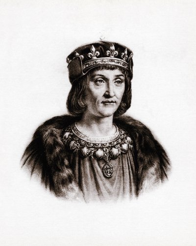 Portrét francouzského krále Ludvíka XII (1462-1515). Rytina od Unbekannter Künstler