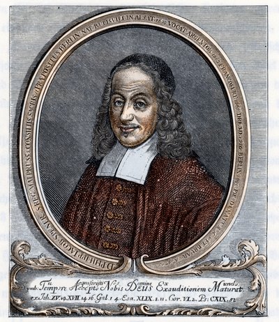 Portrét Philippa Jacoba Spenera (Philippe Jacques Spener) (1635-1705) luteránský teolog, zakladatel pietismu Rytina z knihy "Germania" od Johannese Scherra 1880 Soukromá sbírka od Unbekannter Künstler