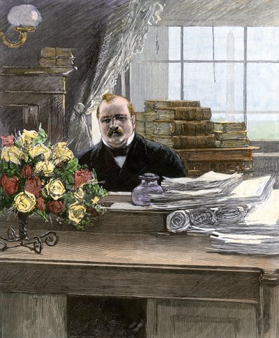 Portrét Stephena Grovera Clevelanda (1837-1908), prezidenta Spojených států amerických od Unbekannter Künstler