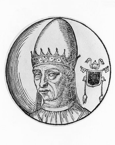 Portrét Štěpána III. nebo IV. (720-772), 94. papež katolické církve z roku 768, rytina od William M. Timlin