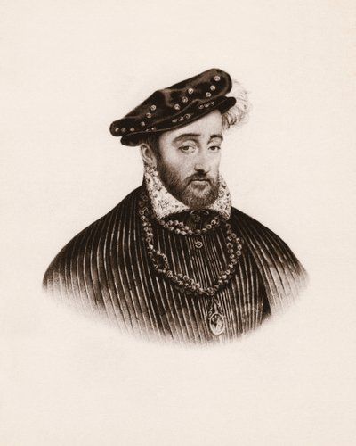 Portrét francouzského krále Jindřicha II (1519-1559) Rytina z 19. století od Unbekannter Künstler