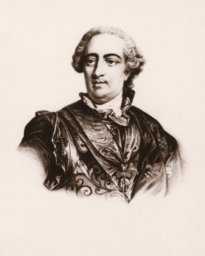 Portrét francouzského krále Ludvíka XV (1710-1774) Rytina z 19. století od Unbekannter Künstler