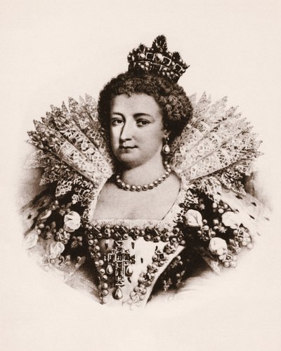 Portrét francouzské královny Marie de Medicis (1576-1642) Rytina z 19. století od Unbekannter Künstler