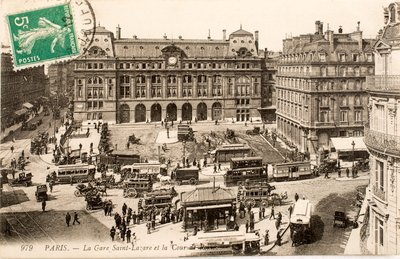 Pohlednice/Gare Saint Lazare/Paříž/Seina/Ile de France/Francie od William M. Timlin