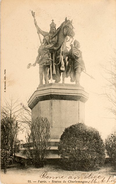 Pohlednice/Socha Karla Velikého/Paříž/Seina/Ile de France/Francie od William M. Timlin