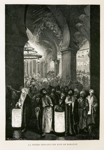 Modlitba během noci v ramadánu - ilustrace z Atlasu Egypta od Unbekannter Künstler