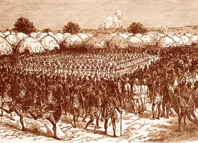 Protest v Masindi proti britskému průzkumníkovi Samuelu Bakerovi od Unbekannter Künstler