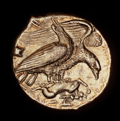 Vzácná starořecká mince, stříbrná drachma, Agrigentum, orel se zajícem, asi 410 př. n. l. (foto) od Unbekannter Künstler