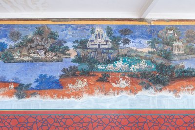 Reamker fresky zdobící stěny komplexu královského paláce v Phnom Penh, Kambodža (foto) od Unbekannter Künstler