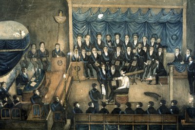Přijetí zednáře v lóži, asi 1820 (akvarel) od Unbekannter Künstler