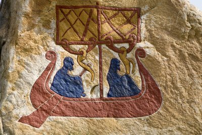 Registrace a reprezentace drakkaru (Vikingské lodi) Viking Rune. Muzeum Vikingů, Bork na fjordu Ringkoebing, Dánsko od Unbekannter Künstler