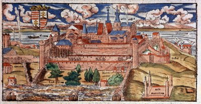 Zesílená Buda (Maďarsko), kolem roku 1550 (rytina) od Unbekannter Künstler