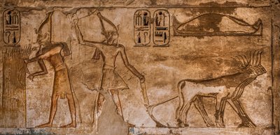 Reliéf s ohnivými výjevy na severovýchodní stěně místnosti 26, Medinet Habu, zádušní chrám Ramsese III., Luxor, Théby-západ, Egypt, Afrika (foto) od Unbekannter Künstler
