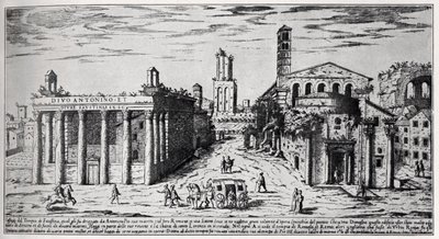 Forum Romanum 16. století (rytina) od Unbekannter Künstler