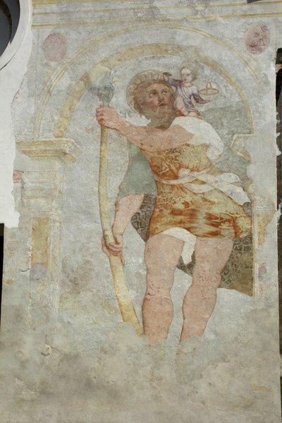 Kostel Saint Stefano a Gleris, freska Saint Cristoforo, San Vito al Tagliamento, Friuli Itálie (foto) od Benjamin Baud