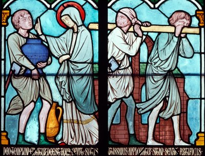 Scéna ze života St. Louis, vitráže z katedrály Notre Dame, Paříž, Ile-de-France, Francie od Benjamin Baud