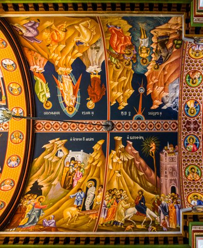 Scény z Nového zákona, byzantská katedrála Minas s barevnými freskami, Heraklion (foto) od Unbekannter Künstler