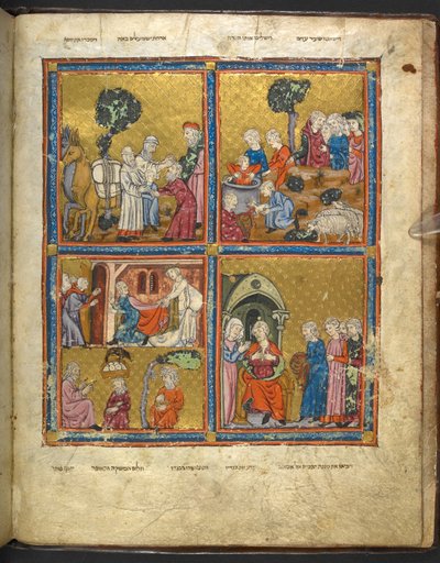 Scény ze života Josefa z Hagady na Pesach („Zlatá Hagada“), 1. část, 2. čtvrtina 14. století od Unbekannter Künstler