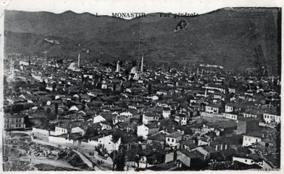 Srbsko, Monastir: celkový pohled na město, Monastir se nazývá desormais Bitola a nachází se v Makedoinu - Pohlednice 1914-1918 od William M. Timlin