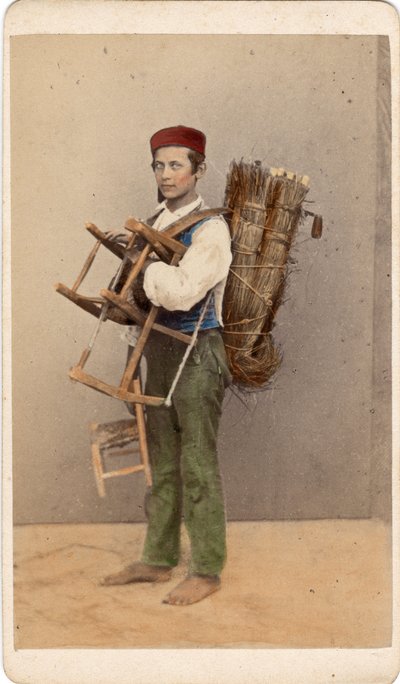 Malý metier: portrét mladého doplňovače židlí, Benátky. 19. století Tisk na karton Rozm. 10,5 x 6 cm od Unbekannt